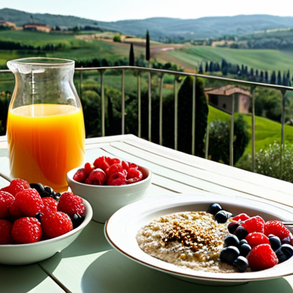 우울증 환자와 영양 간의 관계 - Sunny Italian Breakfast**
"A vibrant Italian breakfast scene on a sun-drenched balcony overlooking ...