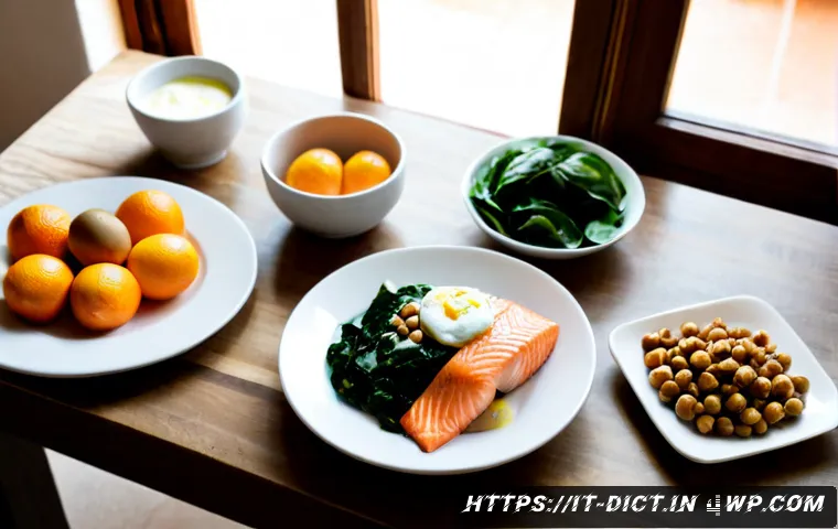 Home 15 우울증 예방을 위한 필수 영양소 - Photorealistic Mediterranean kitchen table in Italy, overhead composition of essential mood-supporti...